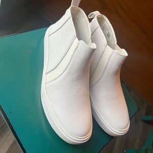 White Leather Slip-On Sneakers
